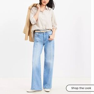 Petite Seamed Wide Leg Jeans in Bright Authentic Indigo